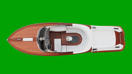 Luxury speedboat isolated on green screen multiple angles