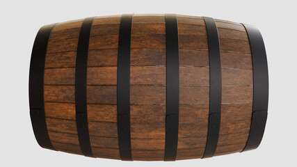 Wooden barrel isolated on white background multiple angles