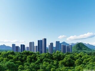 Obraz premium City nestled in lush greenery