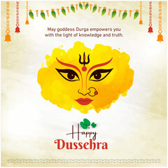 Happy Dussehra, Social media Post, Yellow Background Vector Design Template	