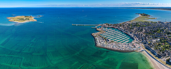 Aerial view of Saint-Vaast-la-Hougue in the Cotentin Peninsula in Normandy France