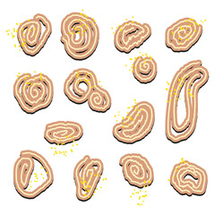 Swirl Shape Collecton Cartoon Icon Illustration