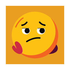 Fototapeta premium Bored Emoji Emoticon Resting Head on Hand Expression