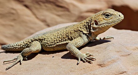 Unique lizard with beautiful skin made of layered sandstone rock