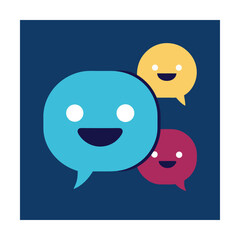Obraz premium Emoji With Speech Bubbles on Both Sides Vector Art