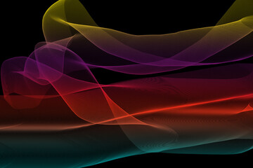 Abstract Flowing Translucent Waves in Multiple Colors on Black Dynamic Ethereal Background