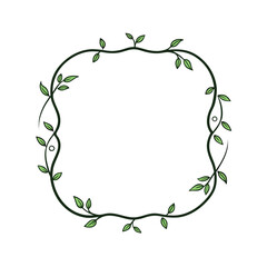 Hand Inked Frame Design with Vines and Leaves