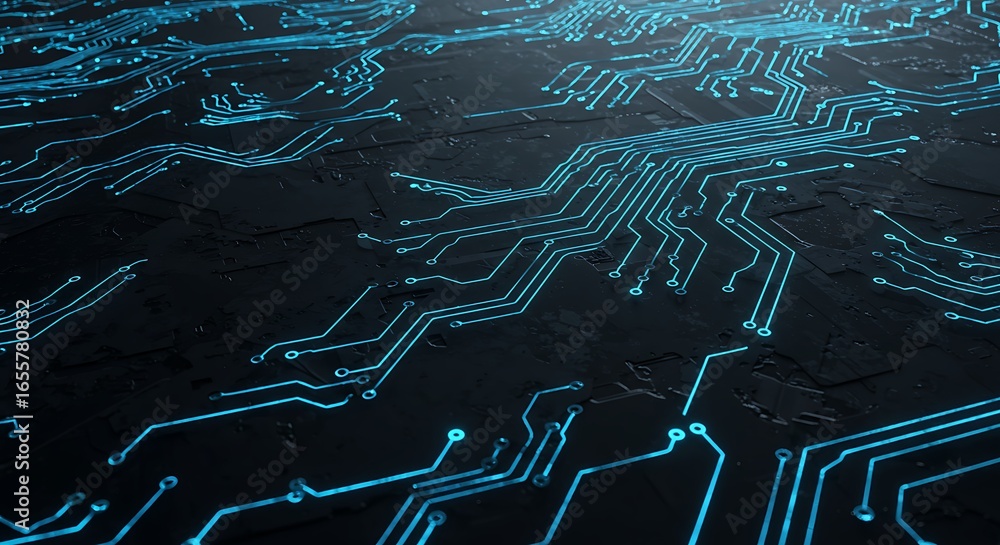 Poster abstract circuit board design with blue lines for technology background