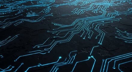 Abstract Circuit Board Design with Blue Lines for Technology Background