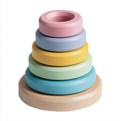 Wooden stacking rings toy in pastel colors