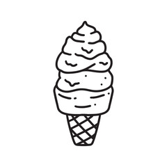 Hand drawn Ice cream lineart illustration