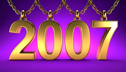 Gold numbers 2007 suspended by chains.