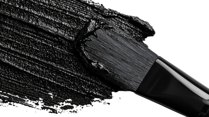 Black paint smear from brush on dark background