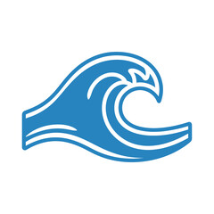 Naklejka premium Stylized blue wave with white outline on white background.