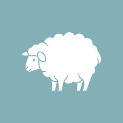 Obraz premium White sheep silhouette on a muted blue background.