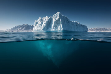 Stunning split-view of a drift ice floe in Admiralty Inlet near Baffin Island. 