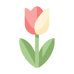 A single stylized tulip with pink and yellow petals.