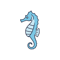 Obraz premium A stylized light blue seahorse on a white background.