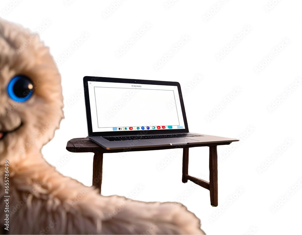 Poster man with computer