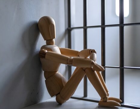 絶望に打ちひしがれる囚人のデッサン人形