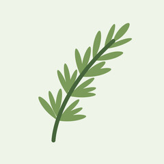 Green leafy branch on a pale green background.