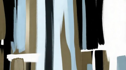 Bold abstract brushstrokes in black, white, blue, and gold create a dynamic and modern artistic composition with a textured feel - Powered by Adobe