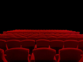 Empty red movie theater seats in a movie theater, perfect for entertainment, movies or theatrical...