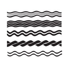 zigzag wavy horizontal line pattern vector set