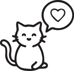 cat-cute-cartoon-anime-vector black out line