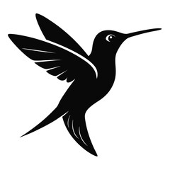 Hummingbird vector clean black silhouette design white background