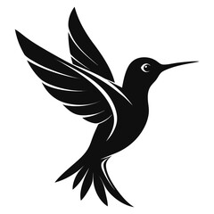 Hummingbird vector clean black silhouette design white background