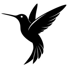 Hummingbird vector clean black silhouette design white background