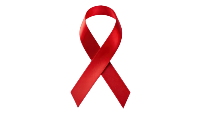 Red Awareness Ribbon on Transparent Background Symbol of Support and Solidarity