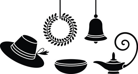 Charming farmhouse decoration and objects silhouette for rustic decor