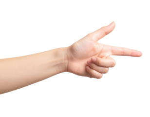  Hand Pointing Downward Gesture, Palm Facing Inward, Transparent Background – AI Generated