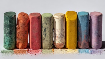 group of different chalks in dusty rainbow colors