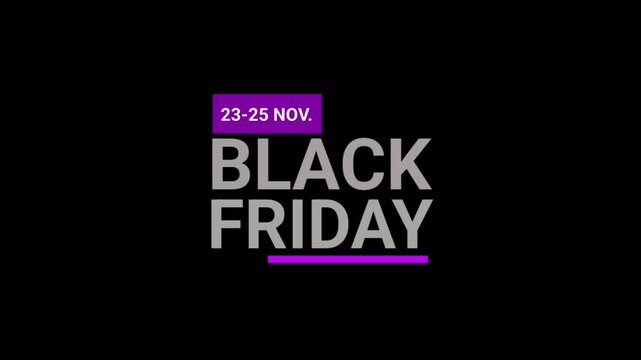 Animated black Friday sign. Lite white letters sign animation in 4K.
