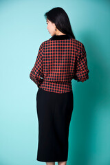 An Asian girl in fashionable clothes