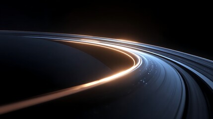 Vibrant abstract space background with glowing rings and cosmic energy, creating a digital illustration of a planet in orbit with a shiny surface