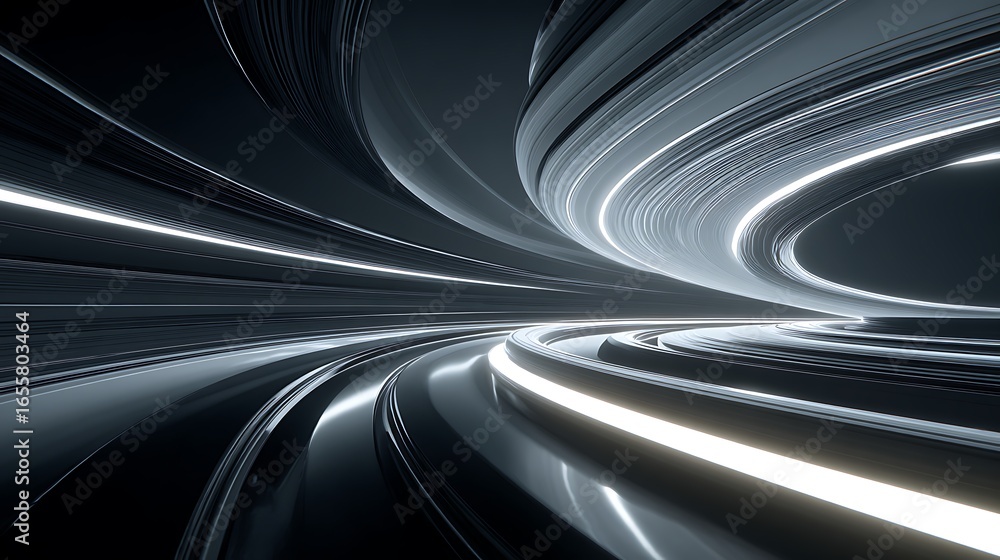 Poster futuristic abstract background with dynamic curves and bright lines, creating a vibrant and energeti