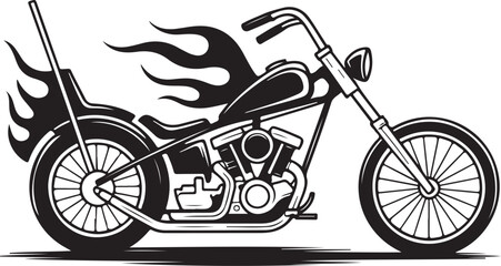 Flaming Skull Biker Silhouette Riding Motorcycle | Skeleton Rider Horror Vector Illustration