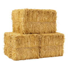 Stacked Golden Hay Bales Isolated on Transparent Background