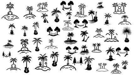 Palm Tree Silhouette Icons – Tropical Island Vector Collection