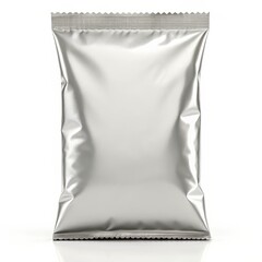 Blank Silver Seed Bag Packaging Mockup isolated on White Background