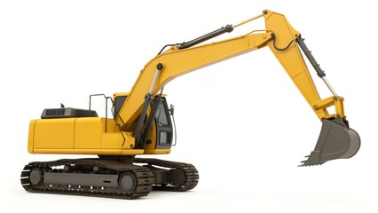 Yellow Excavator Tractor isolated on White Background