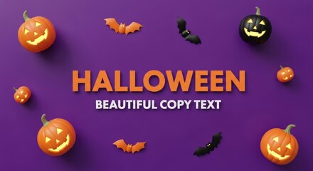 Spooky Halloween pumpkins and bats create a festive, fun atmosphere for your holiday designs
