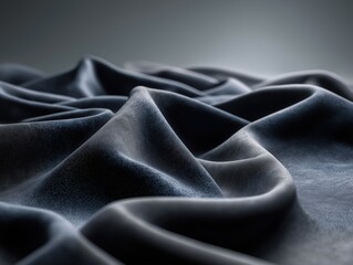 Obraz premium Luxurious deep blue silk fabric cascades and folds with elegant texture and subtle sheen, evoking sophistication and premium quality