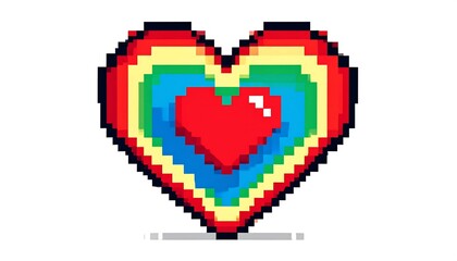 Pixelated rainbow heart