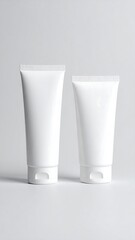 Two white tubes of product