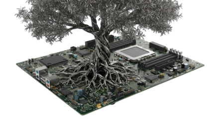 Digital Ecosystem Symbolizing Growth and Technology Intertwined